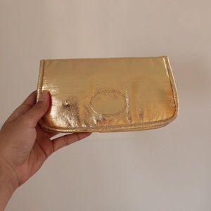 Vintage Gold Leather Clutch Purse with Clasp